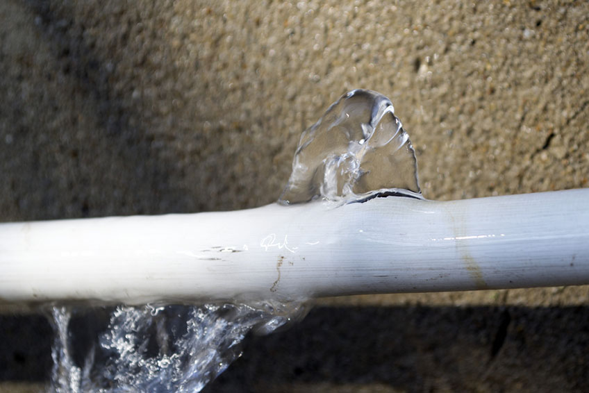 leaking pipe A crack in the pipe