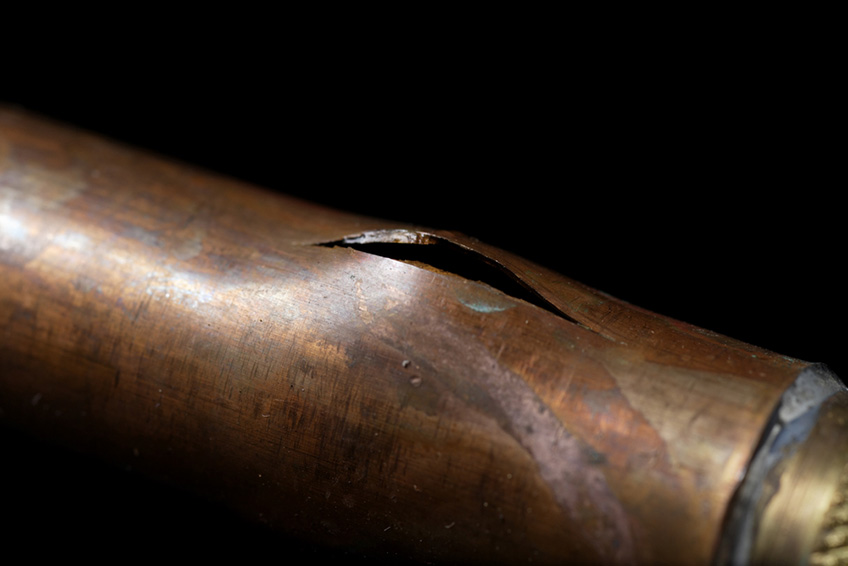 pipe with frost and freeze damage pipe with frost and freeze damage