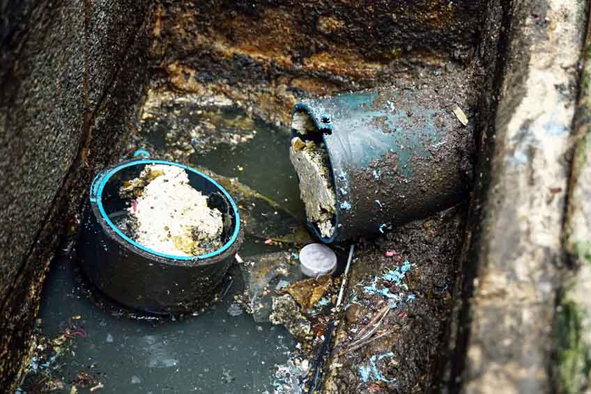 Sewer pipes that are clogged with grease Sewer pipes that are clogged with grease