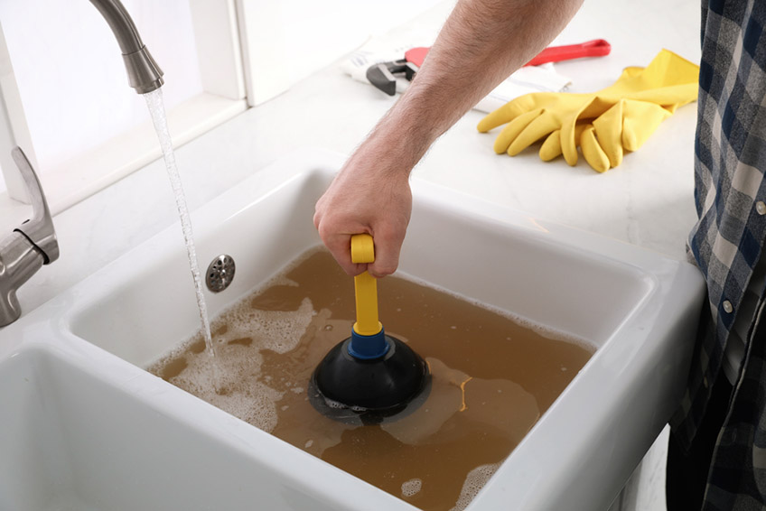 Clogged kitchen sink