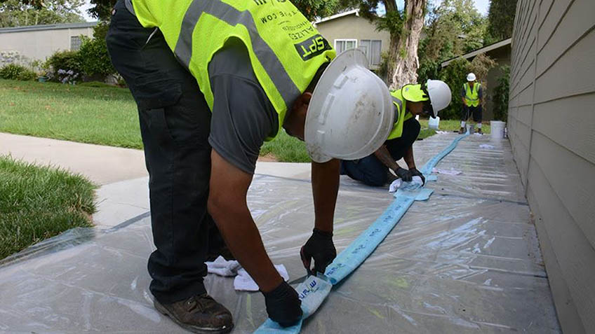 plumber preparing for trenchless pipe lining