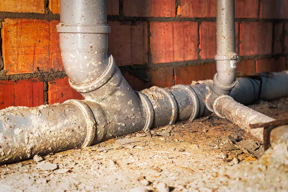 rusty sewer pipes in home basement