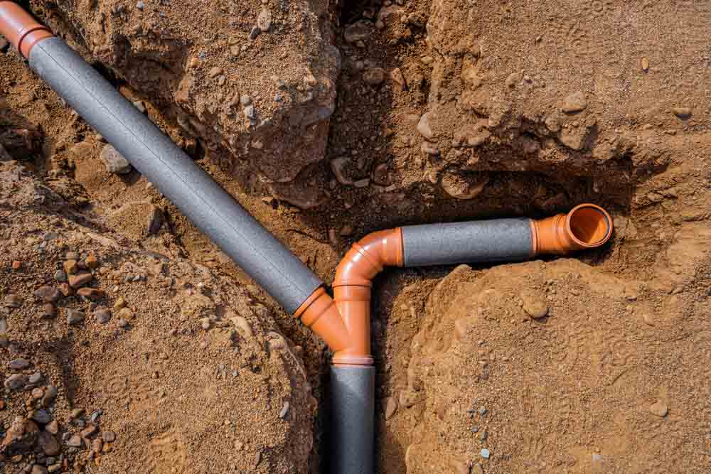 a sewer line being replaced a sewer line being replaced
