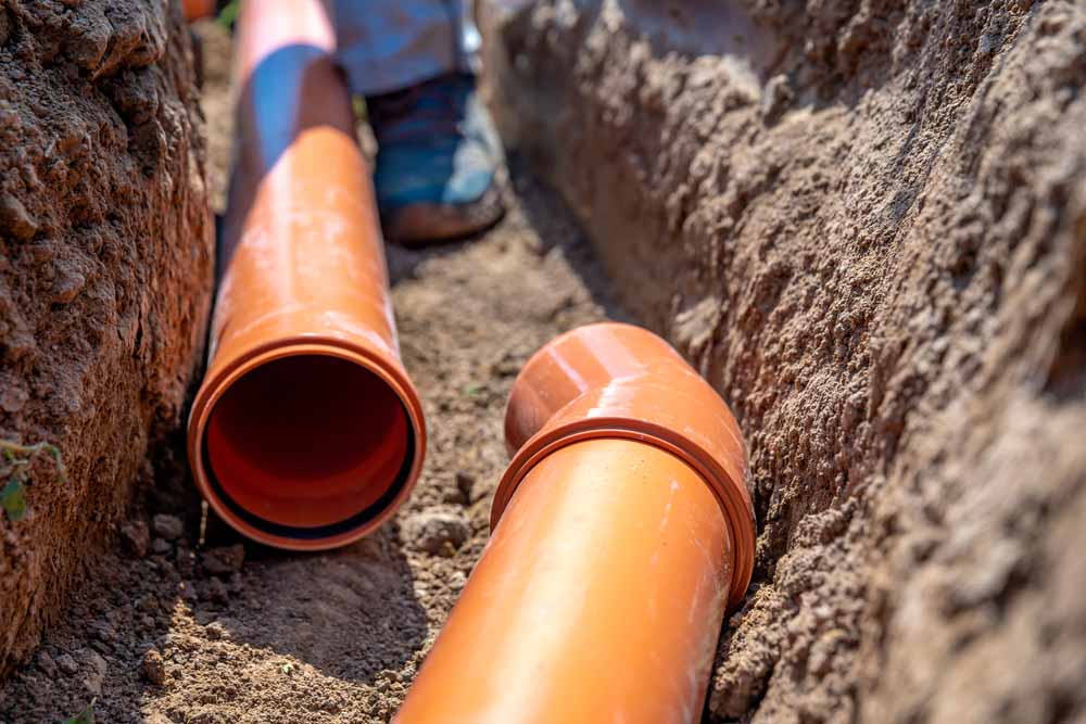 Plumbers excavating sewer line Charlottesville, VA