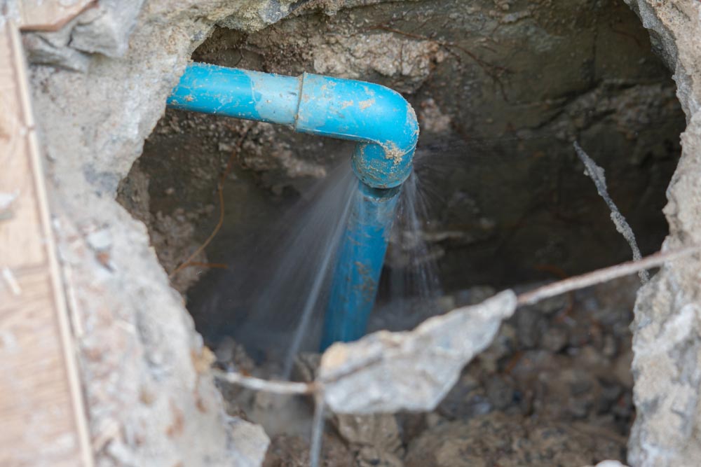 Leaking underground pipe