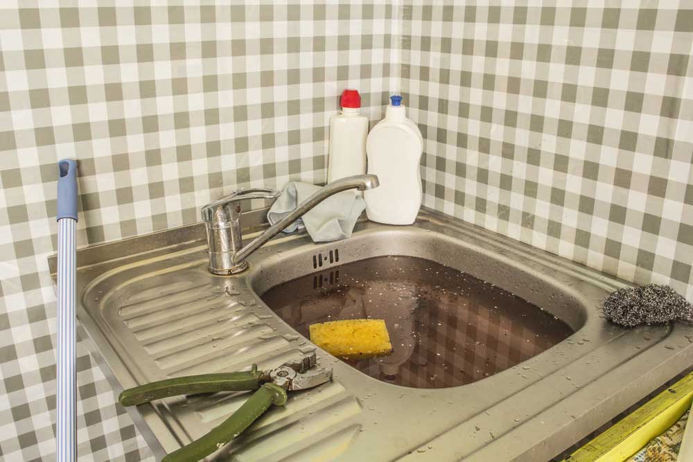 Clogged kitchen sink