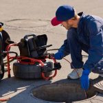 Speedy Rooter technician conducting a sewer camera inspection